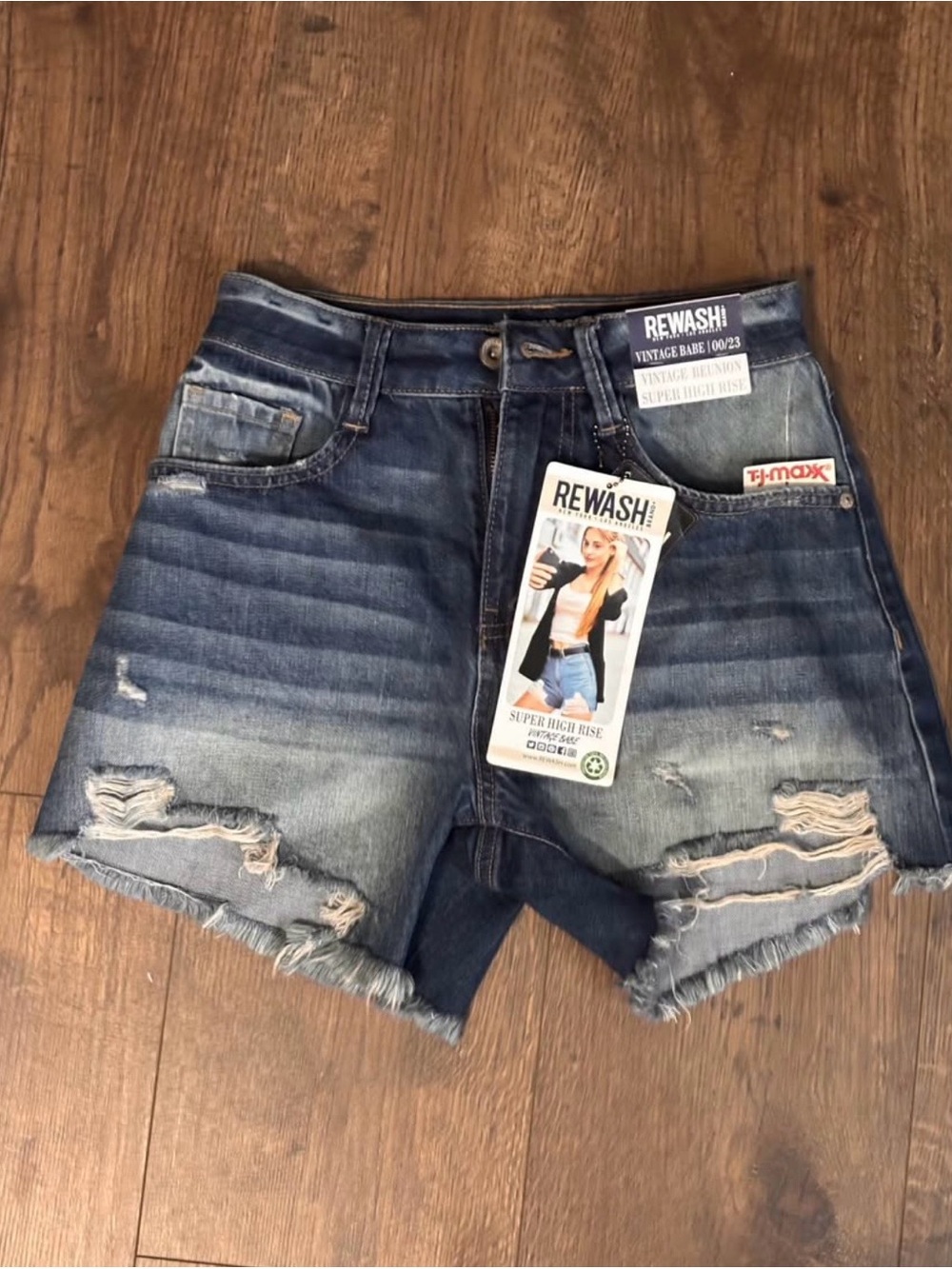 Rewash Women's Distressed Denim Cutoff Shorts - Blue